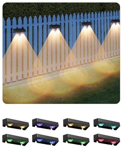 AGPTEK Solarlampen für außen, Solarzaunleuchten, 5 Beleuchtungsmodi, 8 Farbe & RGB, Wandleuchte, Solarleuchten für Zaun, Terrasse, Wand, Deko Balkon, Garage, IP65 Wasserdicht, Warmweiß, 8 Stück von AGPTEK