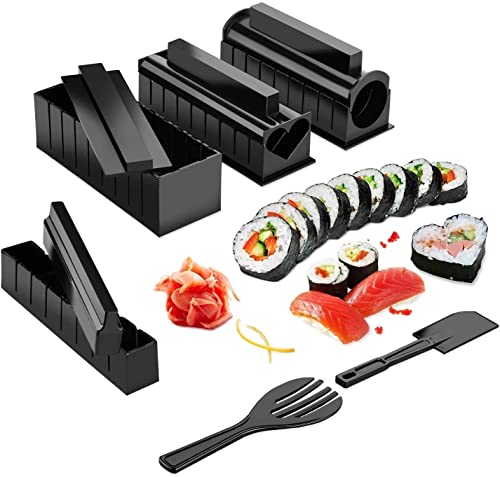 AGPTEK Sushi Maker Kit, 11 tlg Komplett Making , 5 Formen Selber Machen Set mit hochwertigem Messer, Perfekt für Sushi DIY auch als Geschenk - MEHRWEG von AGPTEK