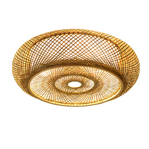 AHQX Natürlicher Rattan Pendellampe Bambus Deckenleuchte Deckenlamp Kreative E27 Deckenlicht Handmade Lampenschirm Kronleuchter Restaurant Schlafzimmer Lampe Wohnzimmer Cafe Teehaus Lighting,ø40cm von AHQX