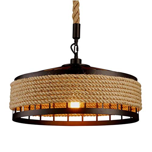 AHQX Hanfseil Pendelleuchte Retro Vintage Seilleuchte Seil Lichter Kronleuchter Runde Hängend Hängelampe, Höhenverstellbar E27 Industrial Hängelampe, Handgewebt Deckenlampe Beleuchtung … von AHQX