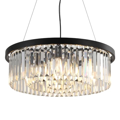 AHXIAOZN Moderne Kristall Kronleuchter,Wohnzimmer Kristall Lampe,Moderne Kristall Deckenleuchte,60CM Rund Kristall Hängellampe Lüster,für Flur Balkon Küche Schlafzimmer Dekorative von AHXIAOZN