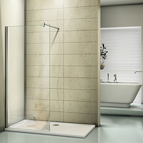 Duschwand 110x200cm Walk in Dusche Duschtrennwand 8mm Easy-clean Nano Glas Duschabtrennung mit Stabilisierungsstange von AICA