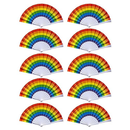 AIDIRui 10 Stück Regenbogen-Fächer Pride, Faltbar, Handfächer, Gay-Pride-Zubehör, Regenbogen-Zubehör, Dekorationen, Pride- von AIDIRui
