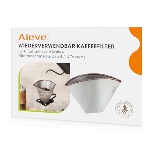 Aieve Kaffee Filter Wiederverwendbar Kaffeefilter Edelstahl Dauerfilter Permanentfilter kompatibel mit Philips Filterkaffeemaschine(HD7546/20) für Filterhalter Kaffeemaschine (Größe 4, 1-4 Tassen) von AIEVE