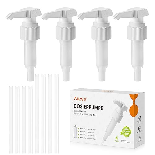Aieve 4 STK. Dosierpumpe kompatibel mit Best B. Nutrition Vital Drink, Ersatz Sirup Pumpe für 500ml/1000ml Flasche (Upgrade-Version) von AIEVE