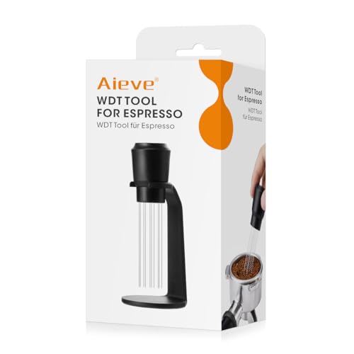 Aieve WDT Tool, Nadel Kaffee Tamper Espresso Kaffeerührer mit Ständer 0,4mm Nadeln Werkzeuge Distributor für Siebträger, Werkzeug für das Durchmischen des Kaffeesatz (Upgrade-Version) von AIEVE