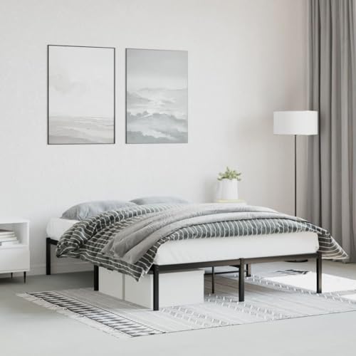 AIJUUKJP Furniture Home Tools Bettgestell aus Metall, schwarz, 135 x 190 cm, Doppelbett von AIJUUKJP