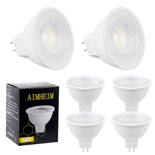 AIMHEIM MR16 LED Lampen GU5.3 Strahler 5W Entspricht 50W Halogen Lampen, 550LM, GU5.3 LED Reflektorlampe 6000K Kaltweiß, MR16 GU5.3 LED Spot 12V, Nicht Dimmbar, 6 Stück von AIMHEIM
