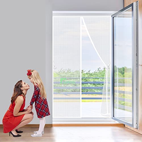 Magnetische Türvorhänge 85x190 cm Magnetvorhang zum Schutz vor Insekten, Ideal für Balkontür, Kellertür Schwingtür Terrassentür, 2023-Version, Weiß von AIPPEI