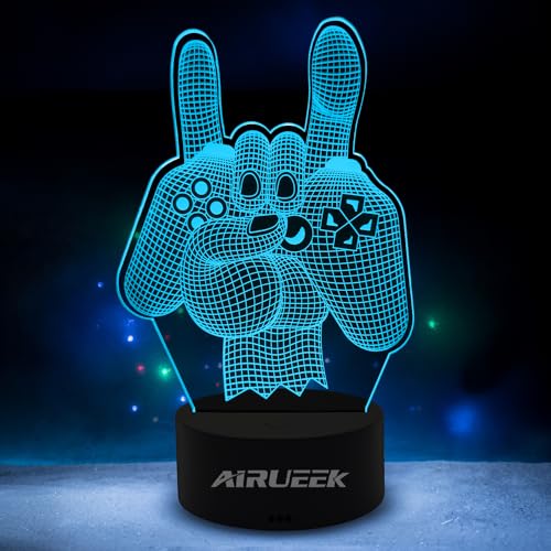 AIRUEEK 3d Gaming Lampe Mit 16 Farben-Nachtlampe,Nachtlicht Geschenke- Gaming Zubehör Zimmer Deko Für Spiel Fans Kinder Herren Jungen Und Mädchen Männer von AIRUEEK