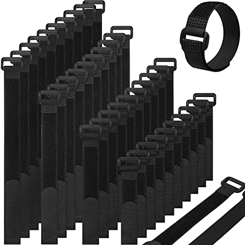 Klettband 40 Stück Klett-Kabelbinder Wiederverschließbar, 20mm Breite Klettverschluss, 4 Verschiedene Längen 150.200.250.300mm aus Schwarzem Nylon von AIRUEEK