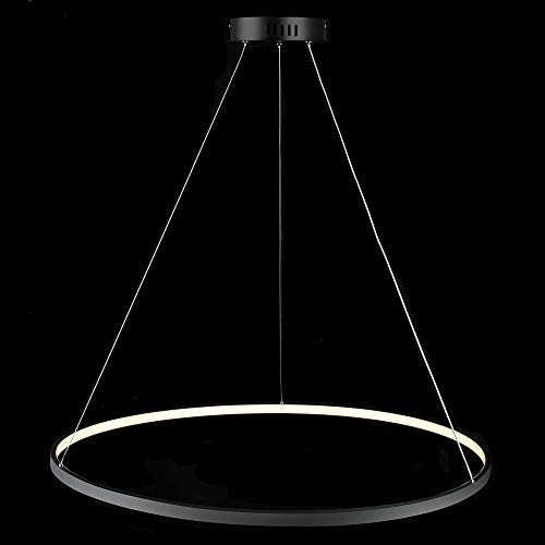 1-Licht Kreis Pendelleuchte LED Metall Acryl Kronleuchter Modern Hängend Verstellbar Hängeleuchte Für Wohnzimmer Schlafzimmer Küche,Black+TricolorLight-60cm von AIRUI