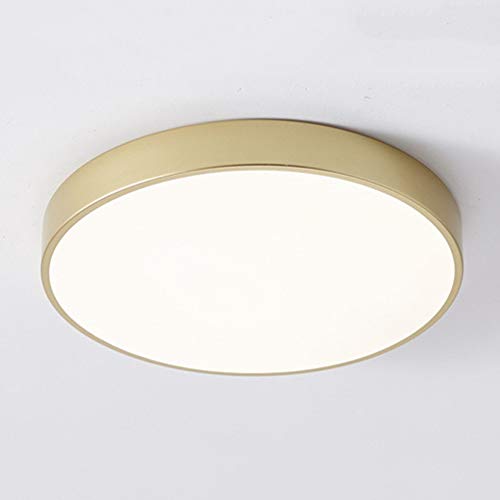 AIRUI Gold Rund Deckenleuchte Modern Schmiedeeisen LED Deckenlampe Ultradünn Unterputz Innenbeleuchtung Für Wohnzimmer Schlafzimmer Flur Balkon,Neutral Light-40CM 30W von AIRUI