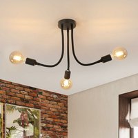 Deckenleuchte 3 Lichter - Retro Schwarz Metall Design, Verstellbare E27 Basis, Deckenlampe für Wohnzimmer, Schlafzimmer, Küche, Café, Durchmesser des von AISKDAN