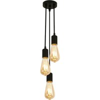 Suspension Luminaire Vintage Industrielle, 3 Lampes Lustre en Fer, Lampe Plafonnier Noir Créatif E27 pour Chambre Cuisine, Salon (sans ampoule) von AISKDAN