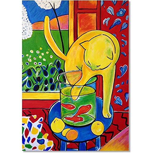 AIVYNA Henri Matisse GemäLde Katze Fang Fisch Poster Abstrakte Leinwand Wand Bilder Matisse Galerie Wandbilder Wohnzimmer Wohnkultur Rahmenlos von AIVYNA