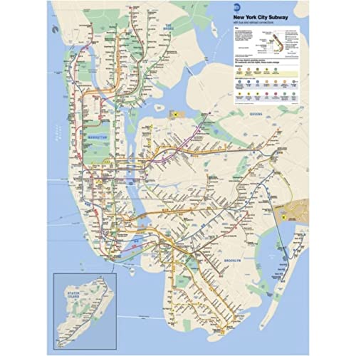 AIVYNA New York City Subway Map Poster Vintage Leinwand GemäLde Wandkunst Bild Druck BüRo Home Decor Rahmenlos von AIVYNA