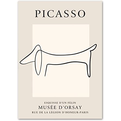 AIVYNA Pablo Picasso Poster Linie Dackel Minimalistische Wand Bilder Picasso Leinwand GemäLde Picasso Kunstdrucke Picasso Bilder Wohnkultur Rahmenlos 40×50cm von AIVYNA