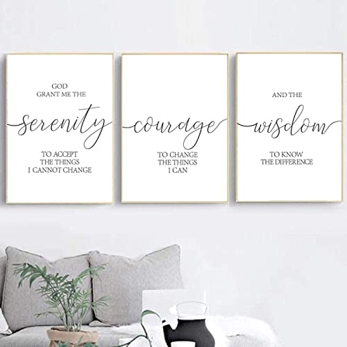 Christian Quotes Prayer God Print Serenity Prayer Poster Courage Wisdom Typography Wall Gemälde Picture Canvas Painting Home Decor Frameless 40×60cm×3pcs von AIVYNA