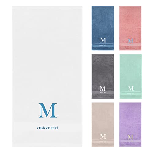Handtuch mit Namen Bestickt, Personalisierte Handtücher 100% Baumwolle Frottiertücher Bestickt mit Wunschtext,Geschenk Badetuch (34 x 74 cm, Weiß) von AIVYNA