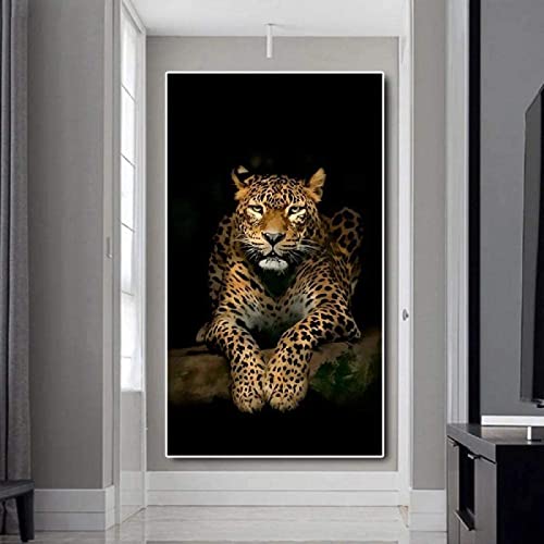 Leoparden-Gemälde auf Leinwand große Katze Poster und Drucke Tier Wandbild Moderne Wandkunst Wohnzimmer Eingang Dekor Rahmenlos 40 × 80 cm von AIVYNA