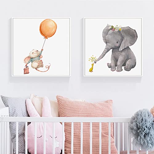 Tierposter Elefant Hase Leinwand Kinderzimmer Wand Bilder Poster Bilder Babyzimmer Inneneinrichtung Heimdekoration Rahmenlos von AIVYNA