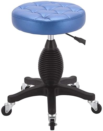 AJKKYFBI Drehhocker mit Rädern, Rollstuhl, verstellbar, für Massage, Spa, Rollsalon, Blau von AJKKYFBI