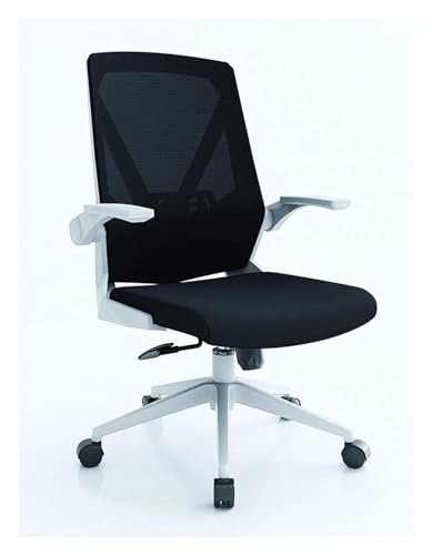 AJKKYFBI Drehstuhl Bürostuhl mit hochklappbaren Armen und Lendenwirbelstütze verstellbar, Rollstuhl Drehstuhl Verstellbarer Mittellehnen-Arbeitsstuhl von AJKKYFBI