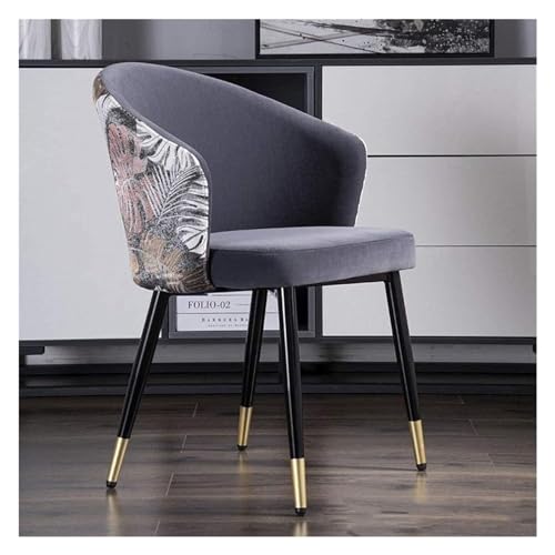 AJKKYFBI Esszimmerstuhl Chai, bestickt, Schlafzimmer, einfacher Stuhl mit Metallbeinen, Sitz und Rückenlehnen, Stühle (Farbe: K Grau, Größe: Größe) von AJKKYFBI