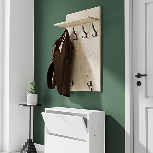 AKKE Garderobenpaneel Wandgarderobe Mit Ablage Wandpaneel Garderobe PVC Maxi Weiß 90cm x 60 cm von AKKE