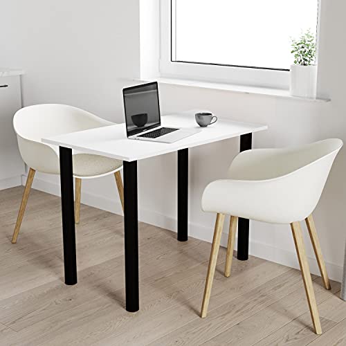mikon 120x60 | Esszimmertisch - Esstisch - Tisch mit SCHWARZEN Beinen - Küchentisch - Bürotisch | Weiss von mikon