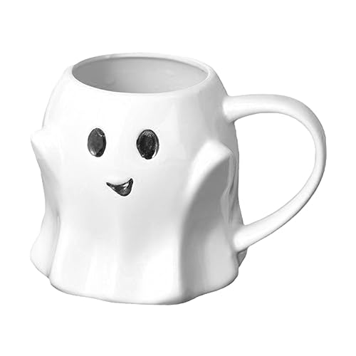 Halloween Kaffeetasse, niedliche Keramik Ghostface Mug, Ghost Mug mit Geschenkbox, Halloween Ghostface Mug, Kreative Halloween Party Dekoration Cartoon Elf Kaffee Milch Keramik Tasse von ALASSE