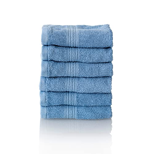 ALCLEAR Premium Frottier Handtuch Set, Frotteeserie in 6 Farben und 5 Größen, Farbe: JEANSBLAU, 6X Gesichtstücher 30x30 cm von ALCLEAR