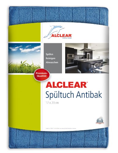 ALCLEAR 950017 antibakterielles Ultra-Microfaser Spültuch Antibak mit Silber, Farbe: blau, 17 X 23cm, fusselfrei, deutsche Marke von ALCLEAR
