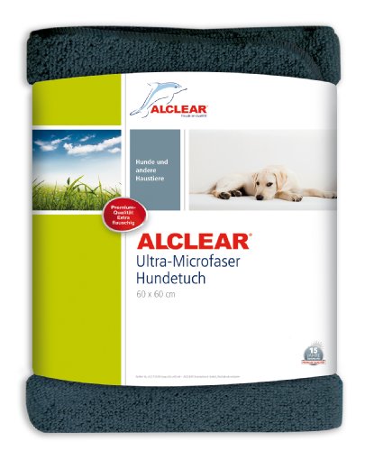ALCLEAR A257341Dog Hundetuch Katzentuch Haustiertuch aus reinigender, weicher Ultra-Microfaser, 60x60 cm, grau, saugt Wasser, pflegt Ihren liebsten Schatz von ALCLEAR