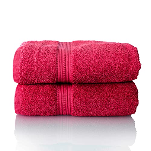 ALCLEAR Premium Frottier Handtuch Set, Frotteeserie in 6 Farben und 5 Größen, Farbe: ROT, 2X Saunatücher 70x200 cm von ALCLEAR