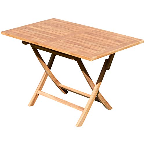ALEOS. Teak Klapptisch Holztisch Gartentisch Garten Tisch 120x70cm JAV-Aves Holz echt Teakholz von ALEOS.