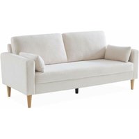 3-Sitzer-Sofa mit Bouclé Teddystoff und Holzbeinen - Antikweiß - Sweeek von SWEEEK