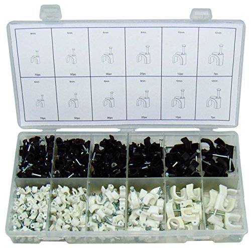 Alkan - Nagelschellen Kabelschellen Universal Kabelklemmen Sortiment 4-12 mm schwarz weiss 390-tlg (im Aufbewahrungsbox/Sortimentsbox) von ALKAN
