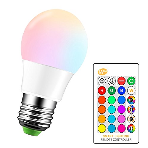 ALLOMN E27 RGB LED Lampe, 5W Farbwechselnde Lampe Atmosphäre LED Fernsteuerungsbirne, 16 Farben, Vier Modi, Speicherfunktion AC 85-265V Bar KTV Dekorative Lichter von ALLOMN