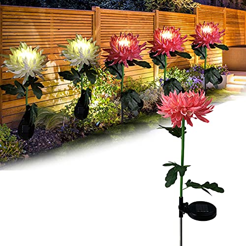 ALLOMN Garten im Freien Solarlichtern, 80cm Künstliche Blumenlampe Wasserdicht Chrysantheme Pathway Dekorative Lichter Solar Landschaftlichter Path Rasen Garten Lampen Hübsch Blume Design von ALLOMN