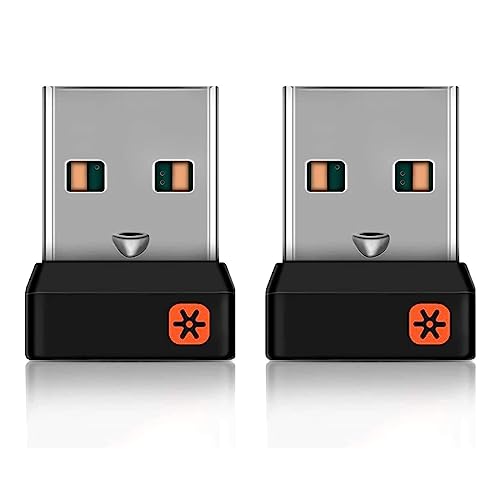 ALLOMN Kabelloser Bluetooth-Empfänger-Adapter, 2 Stück USB auf USB-Adapter, 2,4 GHz, ultra-stabil, WLAN-Nano-Empfänger-Dongle für kabellose Tastatur K800 K750 K520 K350, 6 Kanäle, 6 mm von ALLOMN