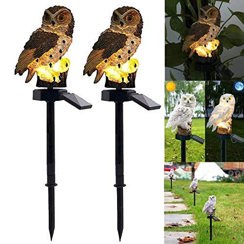 ALLOMN Solar Rasen Lampe, Outdoor Solar Licht Garten Dekoration Lampe Wasserdichte Weg Rasen Garten Garten Lampen Eule Design (Grau 2 Stck) von ALLOMN