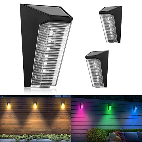 ALLOMN Solarlampen für Außen Garten, 2 Stück Wasserdichte Solar Lampe für die Garten Dekoration, 5 Modi RGB & Warmweiß LED Solar Wandleuchte Aussen Deko für Terrasse Garten Stufen Treppen Balkon von ALLOMN