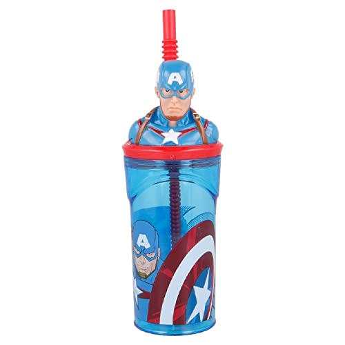 ALMACENESADAN, 4909; 3D-Figurbecher mit wiederverwendbarem Avengers, Avengers, Captain America; Fassungsvermögen 360 ml; wiederverwendbares Produkt, BPA-frei. von ALMACENESADAN