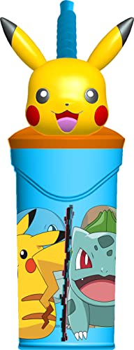 ALMACENESADAN, 4918; 3D-Figurbecher mit wiederverwendbarem Pokemon-Schaft; Fassungsvermögen 360 ml; wiederverwendbar; BPA-frei. von ALMACENESADAN