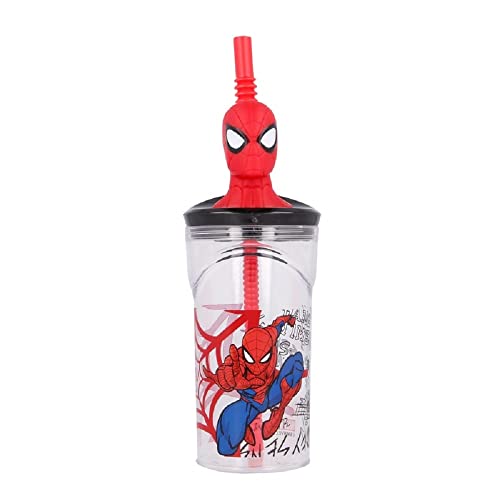 ALMACENESADAN, 4909; 3D-Figurbecher mit wiederverwendbarem Spiderman-Schaft; Fassungsvermögen 360 ml; wiederverwendbar; BPA-frei. von ALMACENESADAN