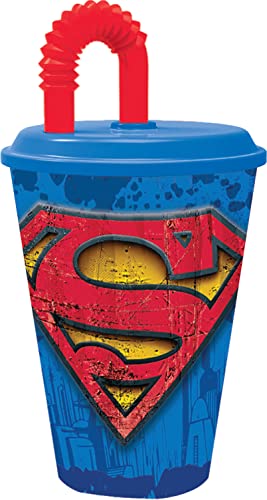 ALMACENESADAN, 4994 Superman Symbol, bestehend aus Becher mit Schaft 430 ml, wiederverwendbar, BPA-frei von ALMACENESADAN