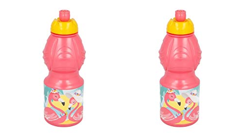 ALMACENESADAN 2747; Packung mit 2 Flamencos Sportflaschen, 400 ml, jede Flasche; Produkt aus Kunststoff; wiederverwendbar; BPA-frei. von ALMACENESADAN