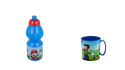 ALMACENESADAN 4691 Pack Super Mario bestehend aus Mikrowelle 350 ml und Wasserflasche 400 ml, wiederverwendbar, BPA-frei von ALMACENESADAN
